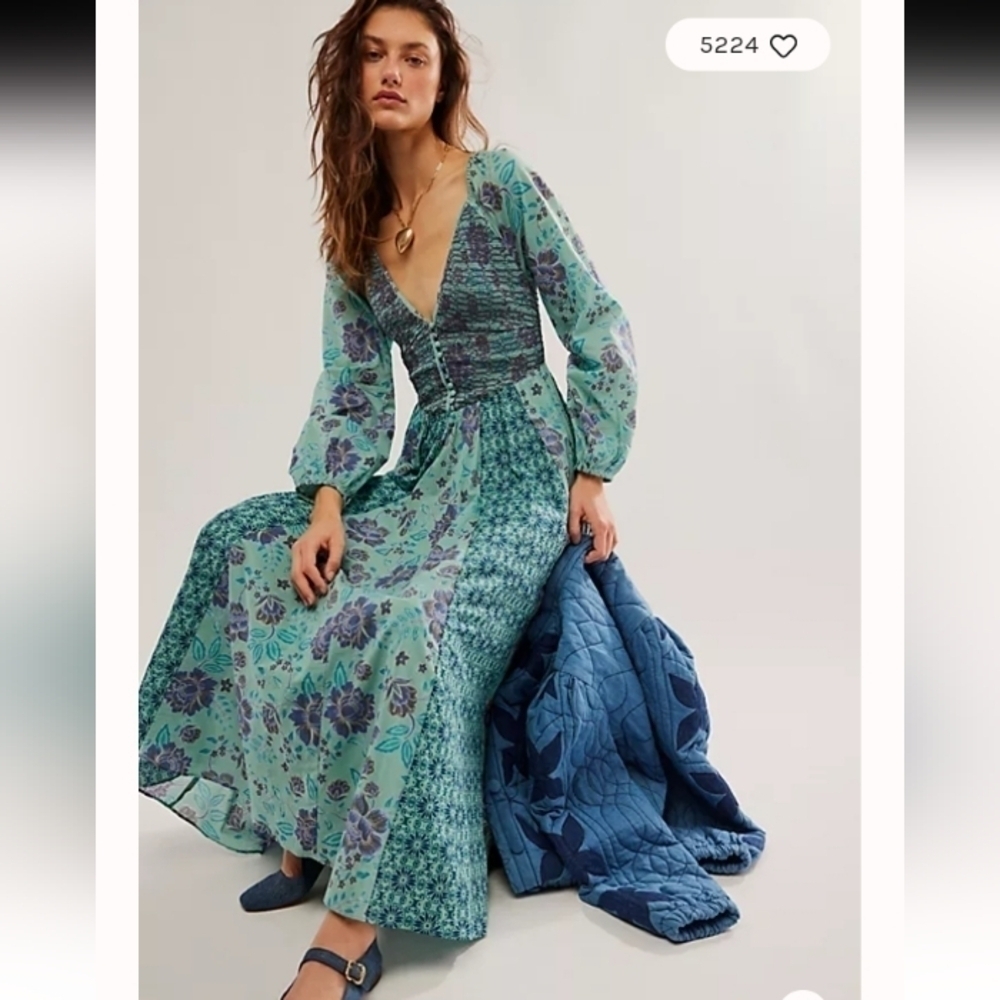 Free People A New Way Boho Floral Maxi Dress NWOT Size Small - Picture 2 of 15